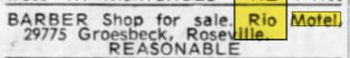 Roseville Inn (Rio Motel) - Dec 15 1964 Article (newer photo)